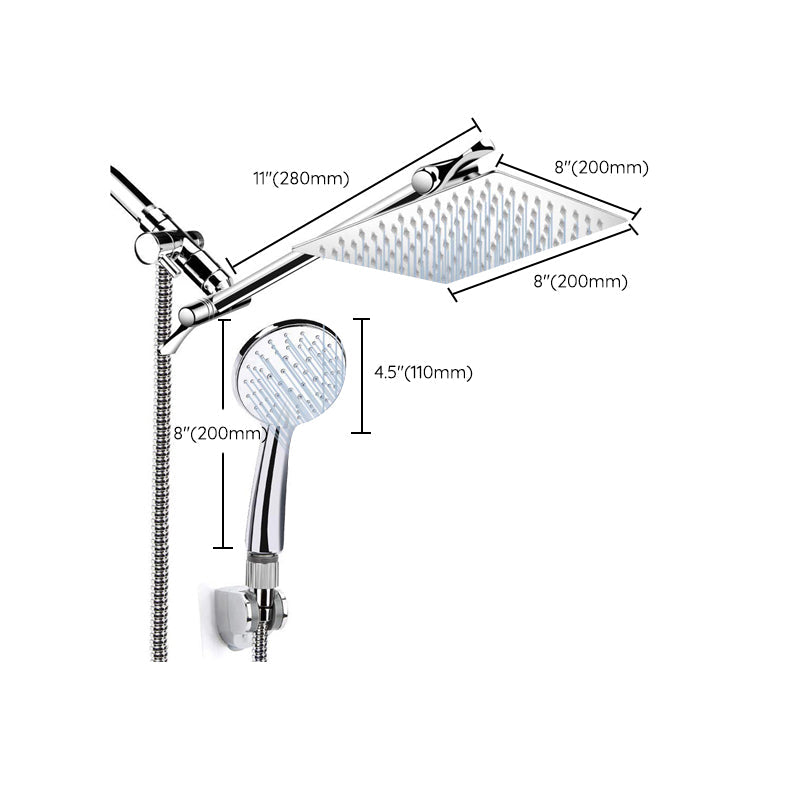 Silver Dual Shower Head 3 Settings Medium Flow Wall Mounted Shower Head