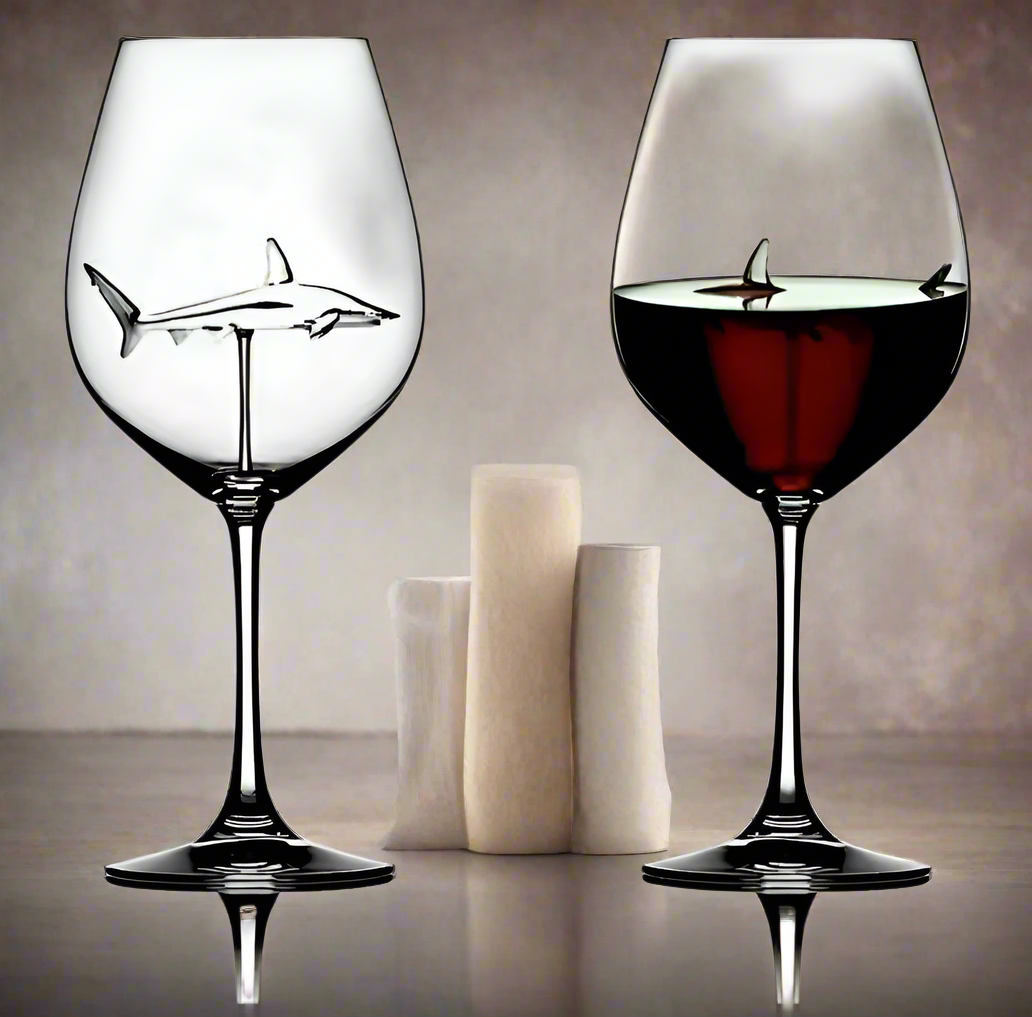 Built-in Shark Sea Wine Glasses
