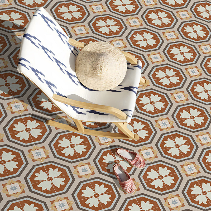 Square Indoor Vinyl Floor Peel and Stick Flower Pattern Waterproof Vinyl Floor