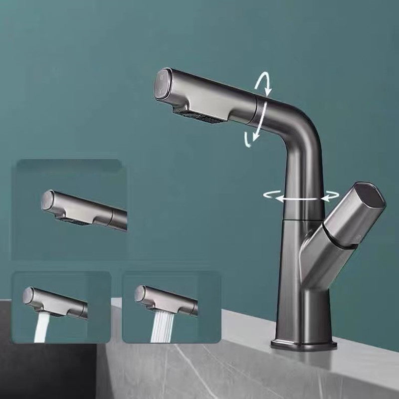 Modern Centerset Bathroom Faucet Solid Color Copper Sink Faucet
