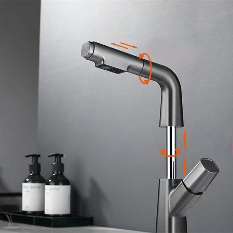 Modern Centerset Bathroom Faucet Solid Color Copper Sink Faucet