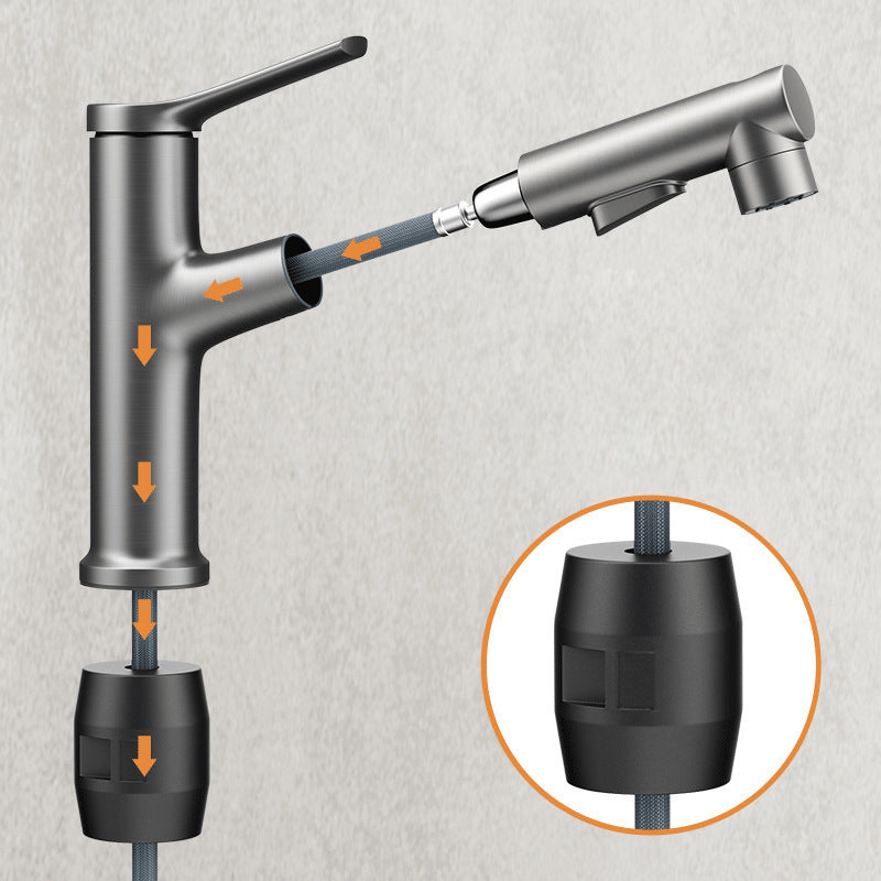 Modern Center Set Faucet Copper Center Set Vanity Faucet for Bathroom