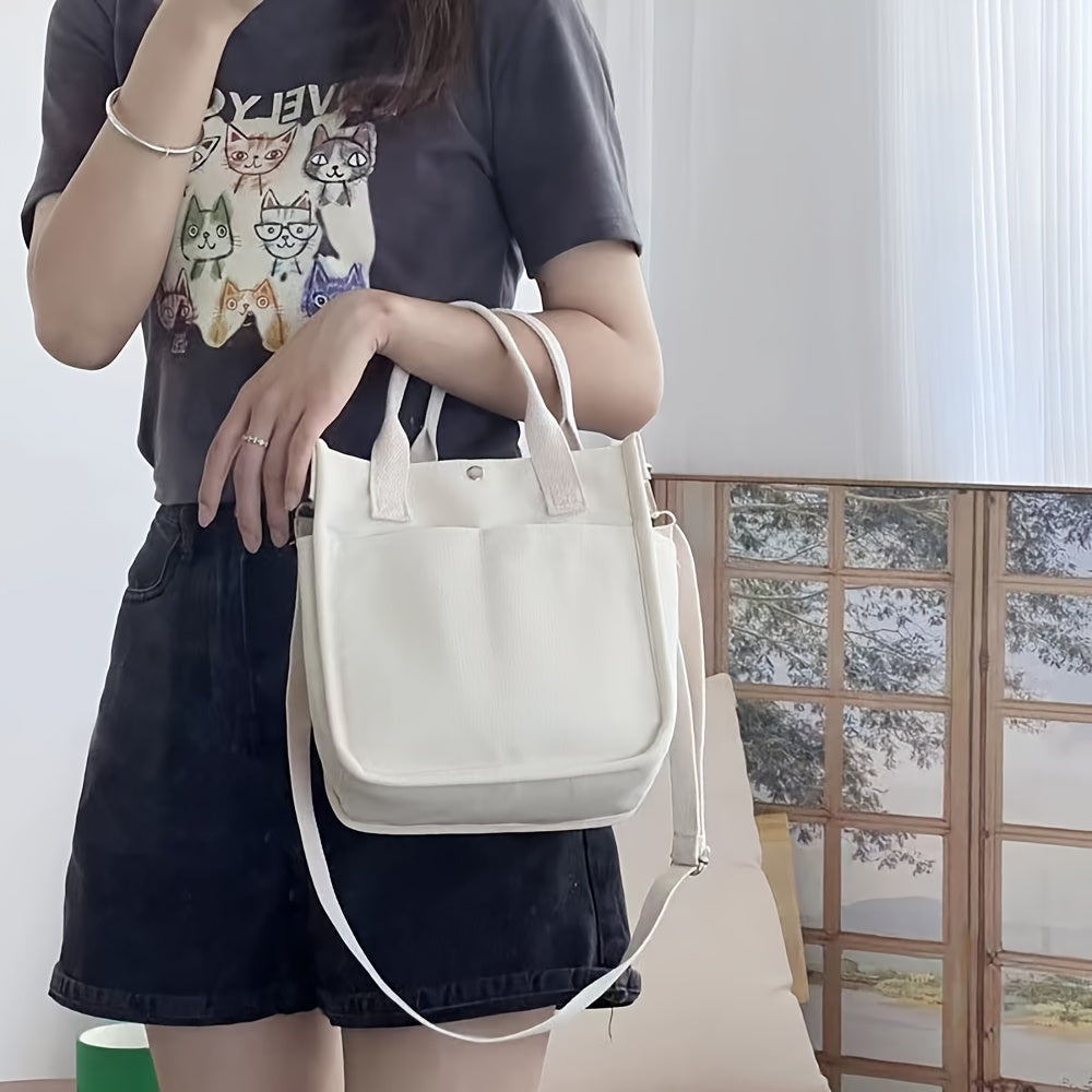UrbanEase Canvas Slingbag – White Shoulder Bag with Magnetic Closure and Adjustable Strap