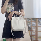 UrbanEase Canvas Slingbag – White Shoulder Bag with Magnetic Closure and Adjustable Strap