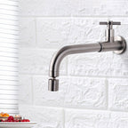 Contemporary Wall-Mounted Bathroom Faucet Cross Handles Stainless Steel Faucet