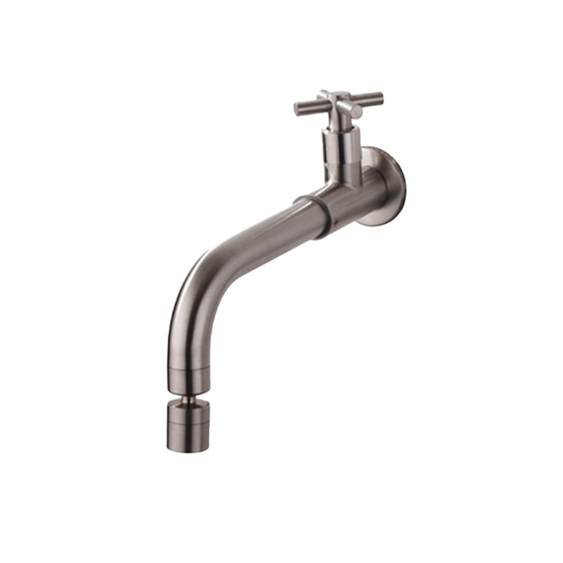 Contemporary Wall-Mounted Bathroom Faucet Cross Handles Stainless Steel Faucet