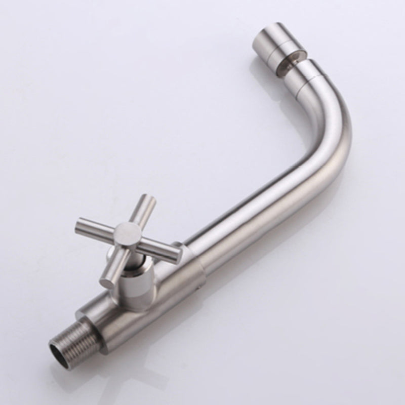 Contemporary Wall-Mounted Bathroom Faucet Cross Handles Stainless Steel Faucet