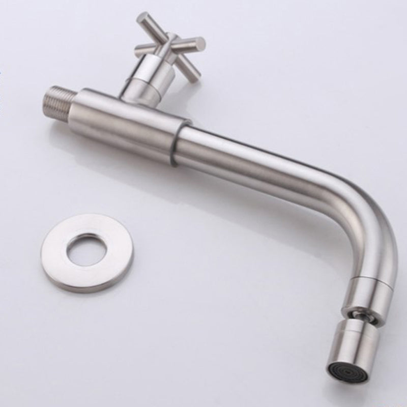 Contemporary Wall-Mounted Bathroom Faucet Cross Handles Stainless Steel Faucet