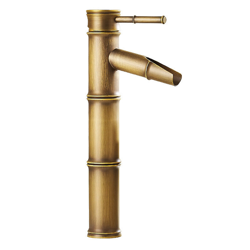 Country house vessel water tap brass lever handles waterfall outlet sink faucet