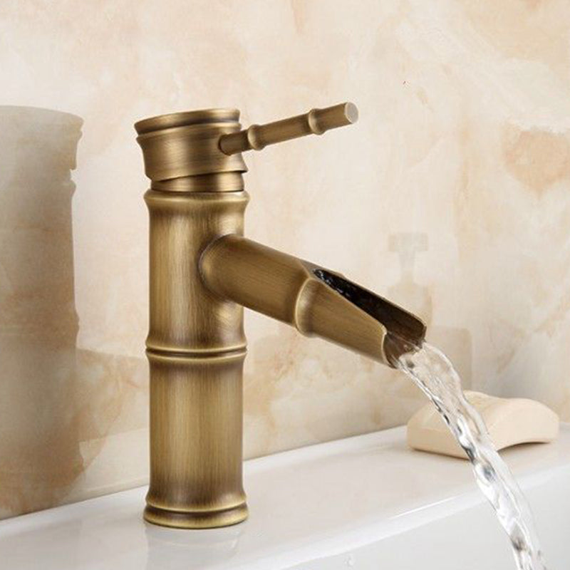 Country house vessel water tap brass lever handles waterfall outlet sink faucet