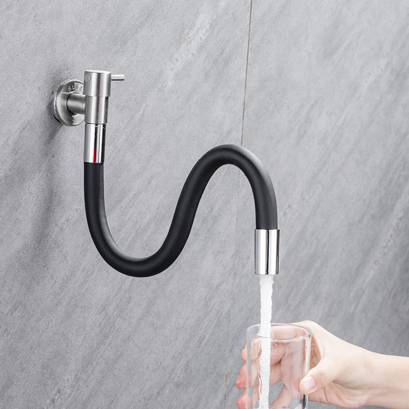 Contemporary wall-mounted bathroom faucet with lever handles made of stainless steel