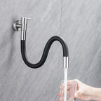 Contemporary wall-mounted bathroom faucet with lever handles made of stainless steel