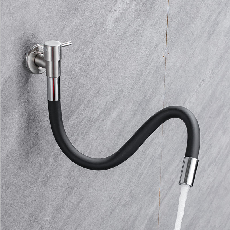 Contemporary wall-mounted bathroom faucet with lever handles made of stainless steel