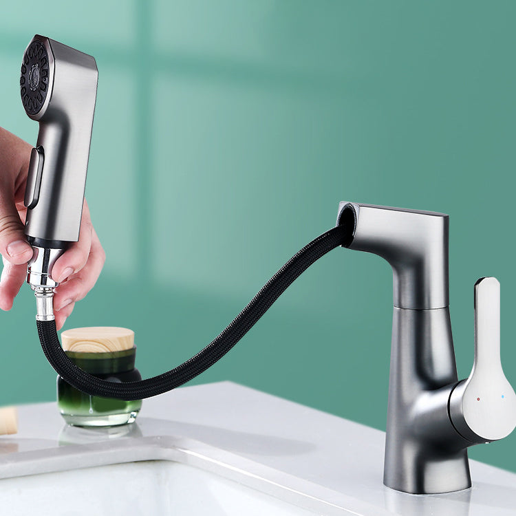 Contemporary Sink Faucet Plian Low Arc Brass Centerset Sink Faucet