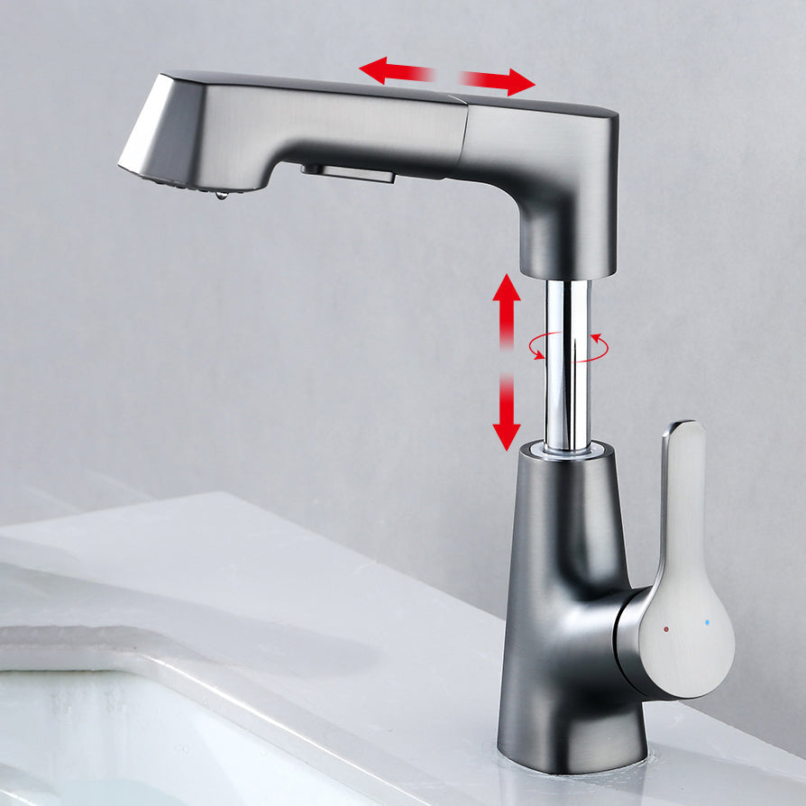 Contemporary Sink Faucet Plian Low Arc Brass Centerset Sink Faucet