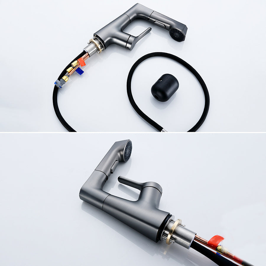 Contemporary Sink Faucet Plian Low Arc Brass Centerset Sink Faucet