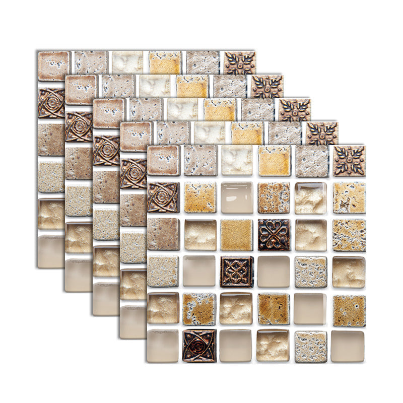 Plastic Self-Adhesive Tiles Mosaic Tiles Grid Square Waterproof Self-Adhesive Tile Pack of 12