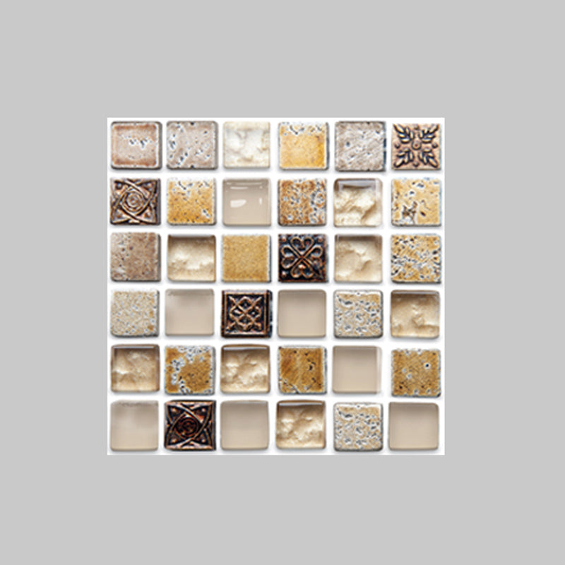Plastic Self-Adhesive Tiles Mosaic Tiles Grid Square Waterproof Self-Adhesive Tile Pack of 12