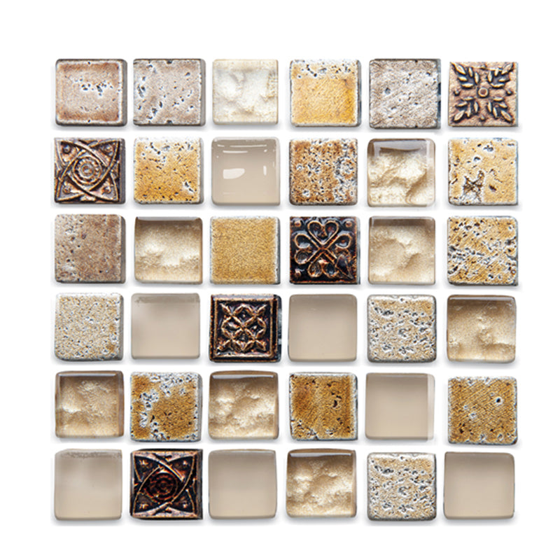 Plastic Self-Adhesive Tiles Mosaic Tiles Grid Square Waterproof Self-Adhesive Tile Pack of 12