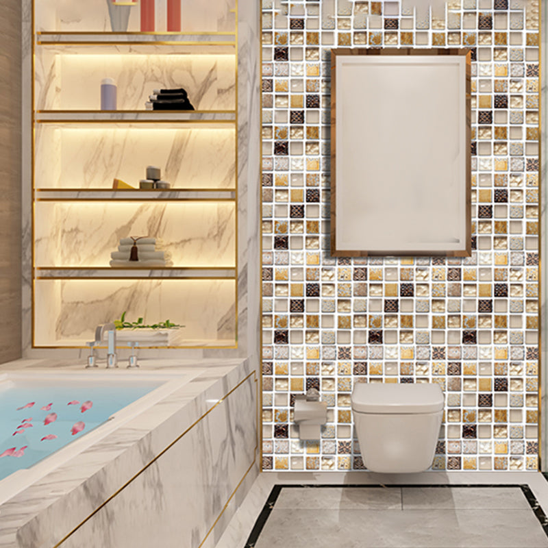 Plastic Self-Adhesive Tiles Mosaic Tiles Grid Square Waterproof Self-Adhesive Tile Pack of 12