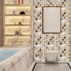 Plastic Self-Adhesive Tiles Mosaic Tiles Grid Square Waterproof Self-Adhesive Tile Pack of 12