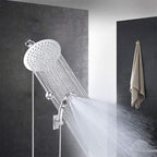 Round Dual Shower Head Stainless Steel 5 Spray Patterns Wall Mounted Shower Head