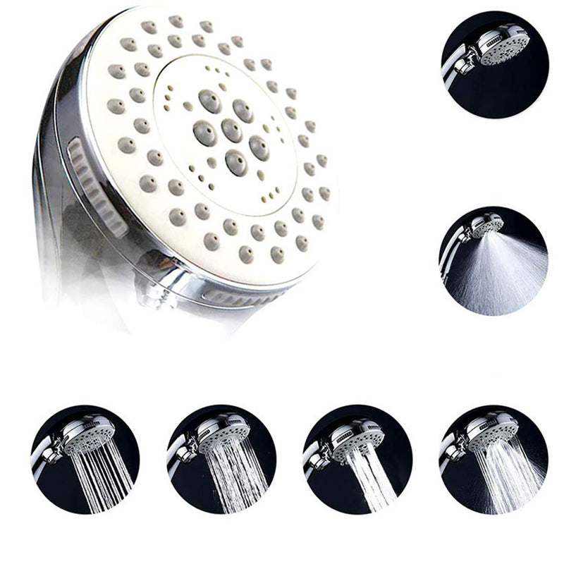 Round Dual Shower Head Stainless Steel 5 Spray Patterns Wall Mounted Shower Head