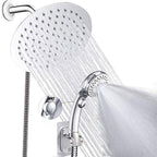 Round Dual Shower Head Stainless Steel 5 Spray Patterns Wall Mounted Shower Head