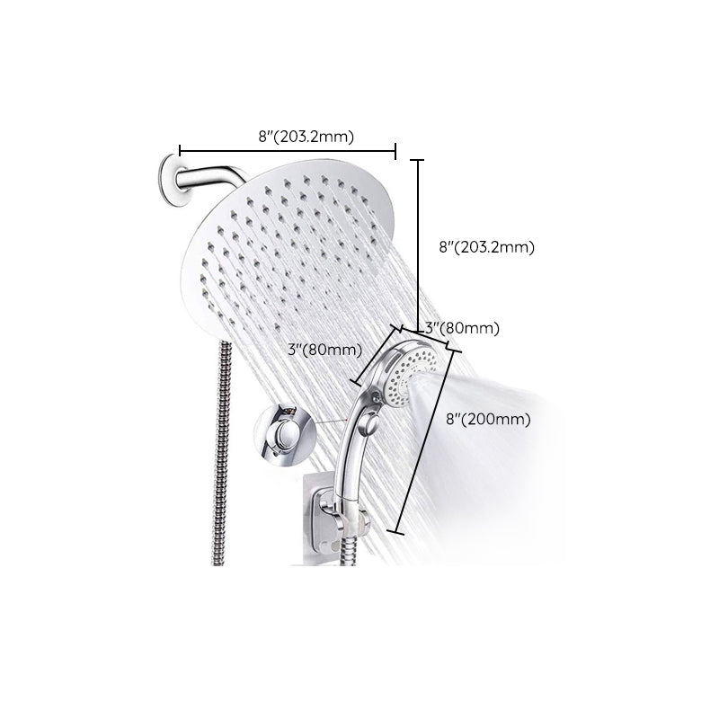 Round Dual Shower Head Stainless Steel 5 Spray Patterns Wall Mounted Shower Head