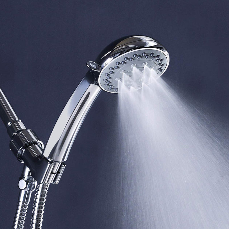 Round Handheld Showerhead in Silver Leak-Resistant Wall-Mounted Showerhead