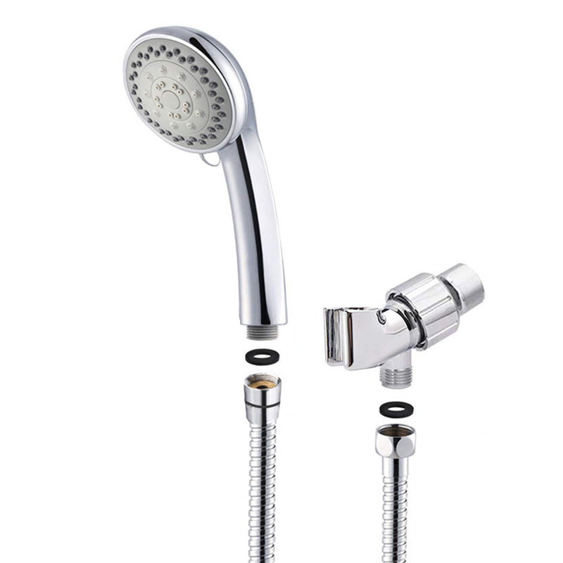 Round Handheld Showerhead in Silver Leak-Resistant Wall-Mounted Showerhead