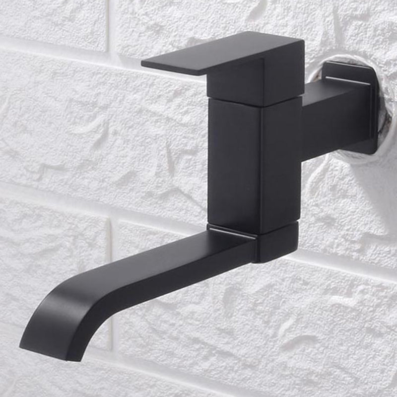 Contemporary Wall Mounted Bathroom Faucet Lever Handles Low Arc Swivel Brass Faucet