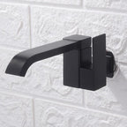 Contemporary Wall Mounted Bathroom Faucet Lever Handles Low Arc Swivel Brass Faucet