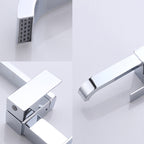 Contemporary Wall Mounted Bathroom Faucet Lever Handles Low Arc Swivel Brass Faucet