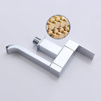 Contemporary Wall Mounted Bathroom Faucet Lever Handles Low Arc Swivel Brass Faucet