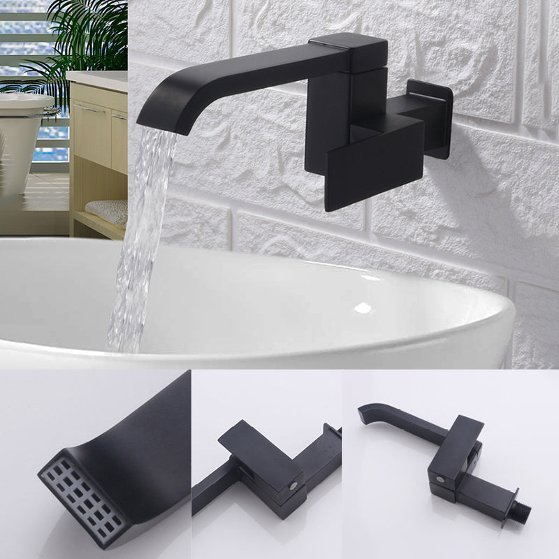 Contemporary Wall Mounted Bathroom Faucet Lever Handles Low Arc Swivel Brass Faucet