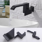 Contemporary Wall Mounted Bathroom Faucet Lever Handles Low Arc Swivel Brass Faucet