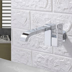 Contemporary Wall Mounted Bathroom Faucet Lever Handles Low Arc Swivel Brass Faucet