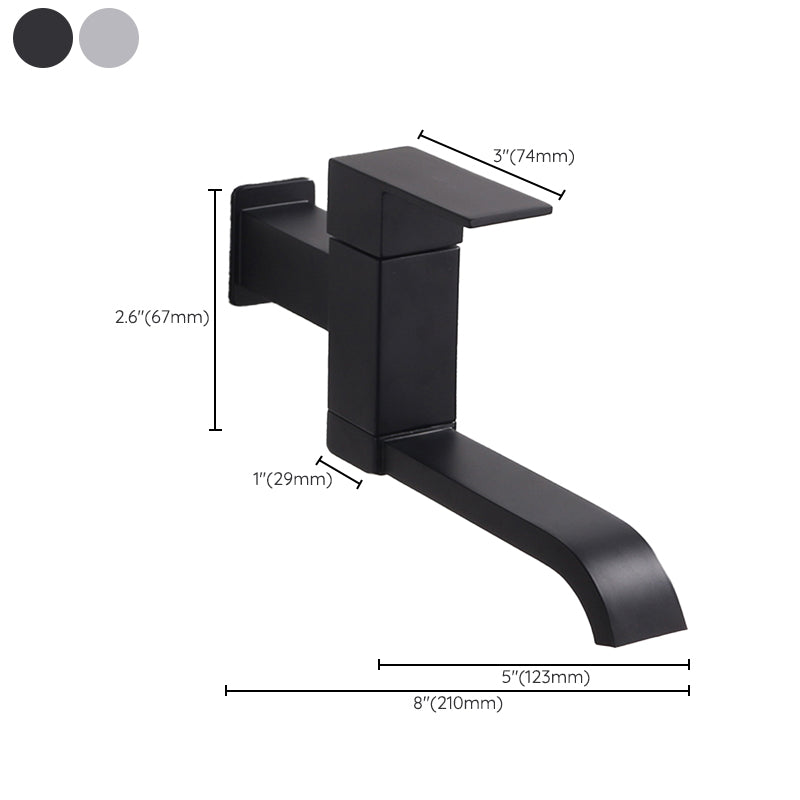 Contemporary Wall Mounted Bathroom Faucet Lever Handles Low Arc Swivel Brass Faucet