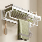 Contemporary bathroom accessory set made of matte stainless steel-aluminum with bathrobe hook/bath shelf