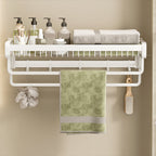 Contemporary bathroom accessory set made of matte stainless steel-aluminum with bathrobe hook/bath shelf