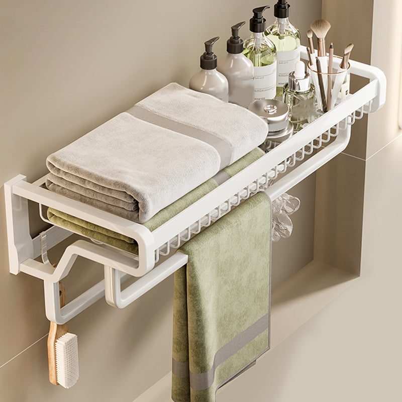 Contemporary bathroom accessory set made of matte stainless steel-aluminum with bathrobe hook/bath shelf