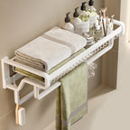 Contemporary bathroom accessory set made of matte stainless steel-aluminum with bathrobe hook/bath shelf