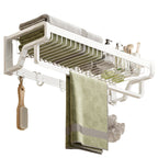 Contemporary bathroom accessory set made of matte stainless steel-aluminum with bathrobe hook/bath shelf