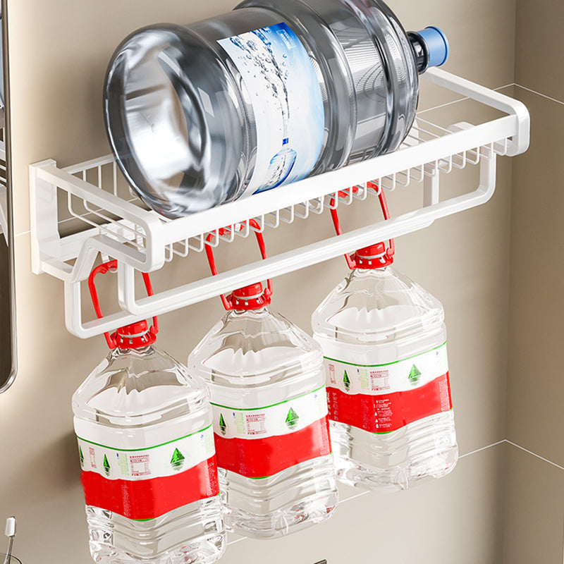 Contemporary bathroom accessory set made of matte stainless steel-aluminum with bathrobe hook/bath shelf