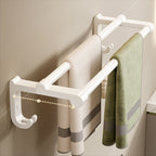 Contemporary bathroom accessory set made of matte stainless steel-aluminum with bathrobe hook/bath shelf