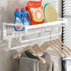 Contemporary bathroom accessory set made of matte stainless steel-aluminum with bathrobe hook/bath shelf
