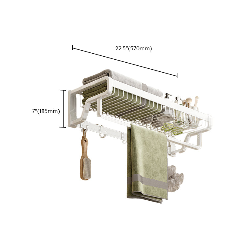 Contemporary bathroom accessory set made of matte stainless steel-aluminum with bathrobe hook/bath shelf
