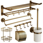 Worn Brass Traditional Bathroom Set with Bath Shelf/Paper Holder & Towel Bar