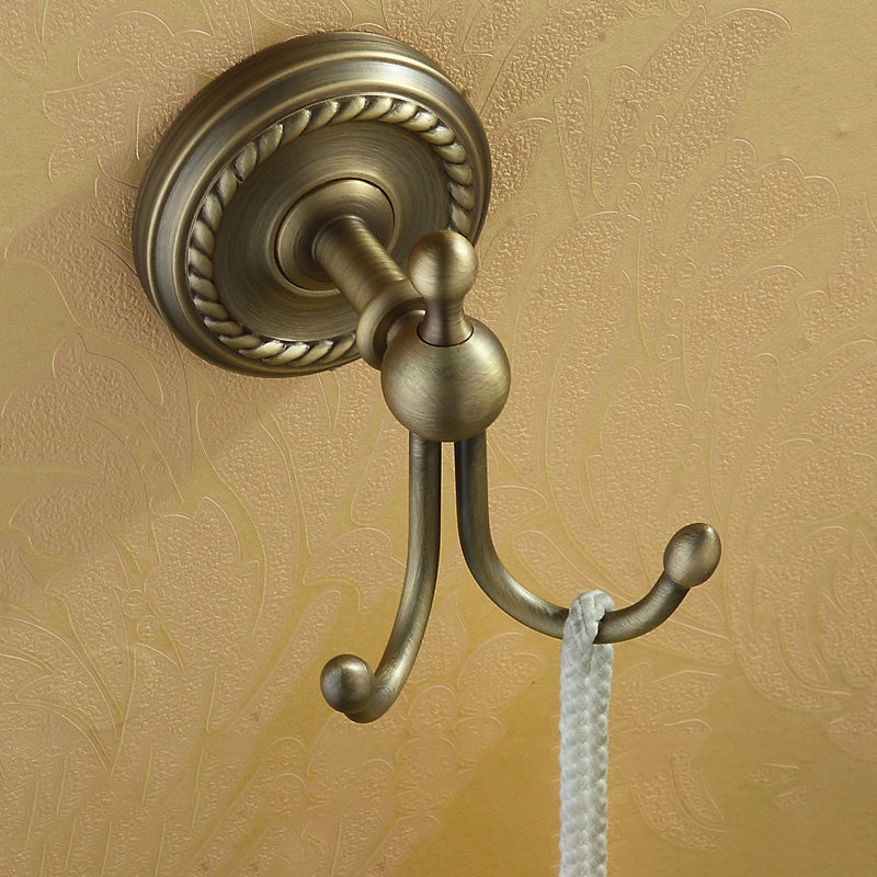 Worn Brass Traditional Bathroom Set with Bath Shelf/Paper Holder & Towel Bar